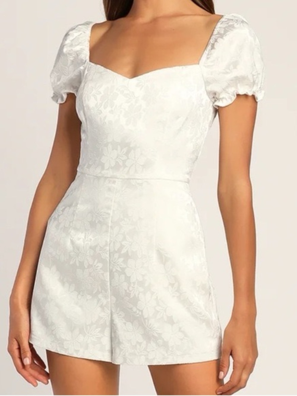 Lulus All Elegance Ivory Satin Floral Romper